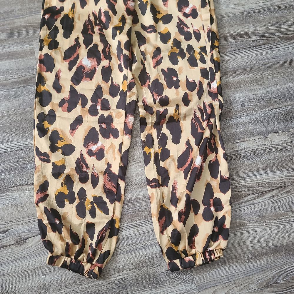SHEIN Leopard Print Elastic Hem Drawstring Pants Size XS - Picture 5 of 15